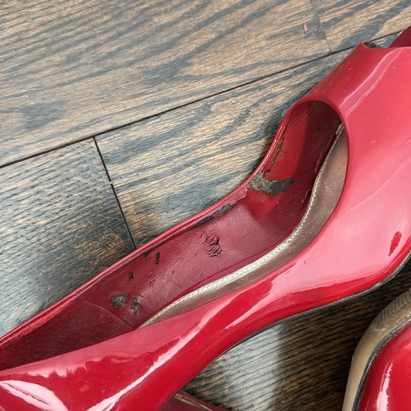 Michelle D Red Patent Leather Peep Toe Heels Size 8 - Picture 7 of 8